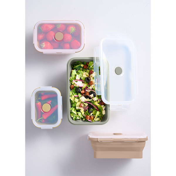 Hopfällbar lunchlåda i slitstarkt silikon – platsbesparande des