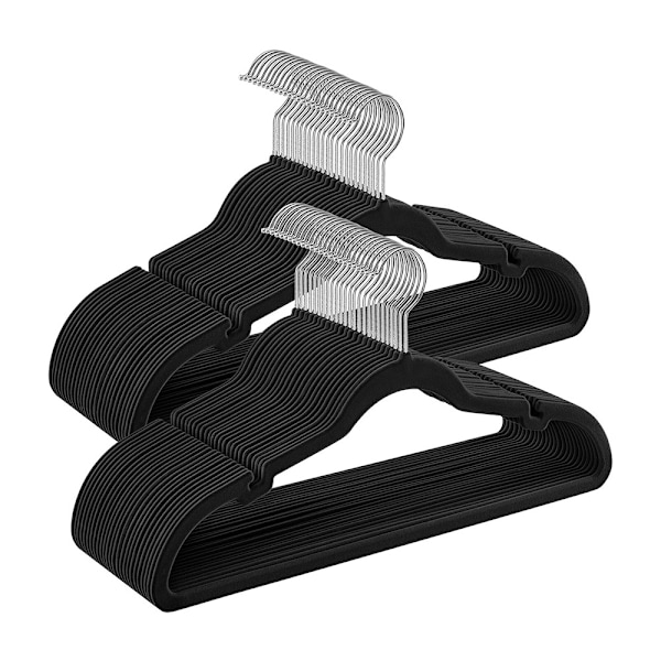Samettiset ripustimet 50-pack - Svart