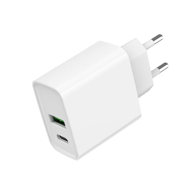 USB-Laddare 20W med USB QC3.0 och USB-C PD - Vit