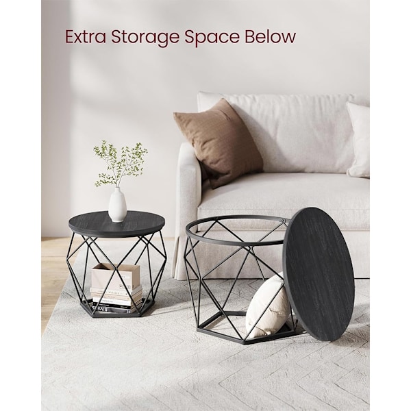 Runde sofaborde i metal - Svart industrielt design