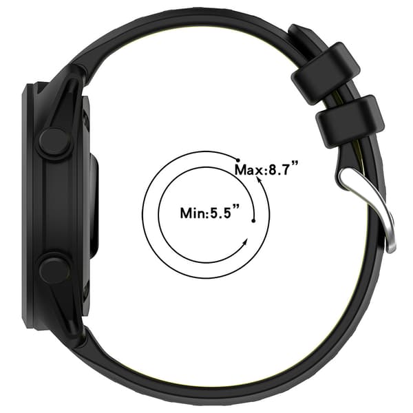 Silikonearmbånd til Garmin Forerunner 170 (20 mm) – Svart/Grå /