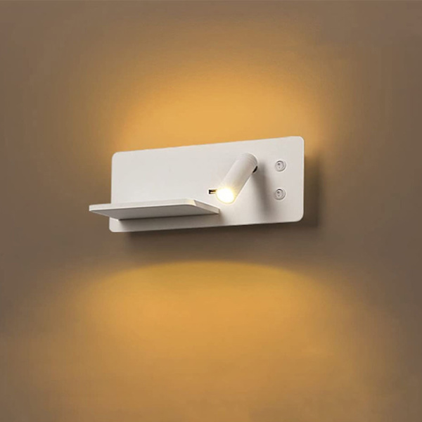 Vägglampa / nattlampa med trådlös laddare för smartphone + usb-