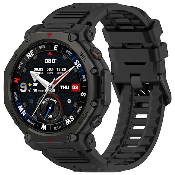 Silikonearmbånd til Amazfit T-Rex 3 Pro 48mm - Sort
