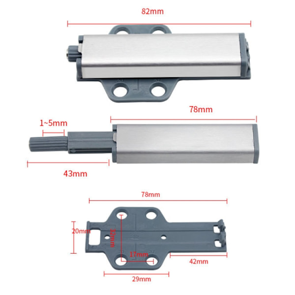 Magnetiske push/open-fittings med rustfrit stål og justerbart m