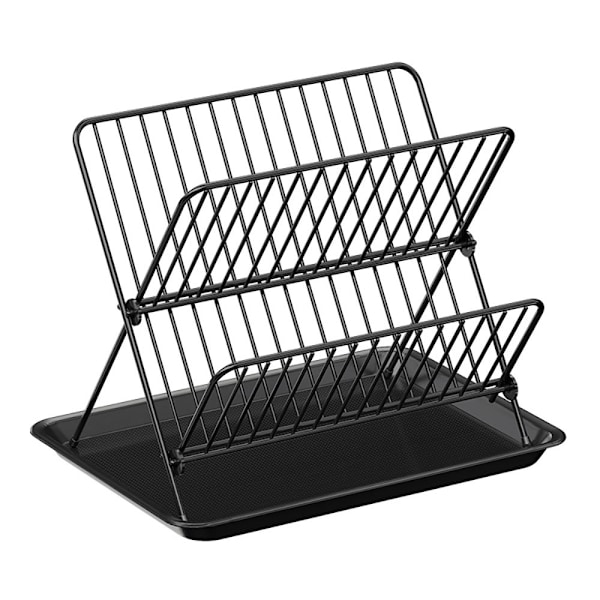 Lautasteline 32 x 21 x 26,5 cm - svart metallia kahdella tasolla