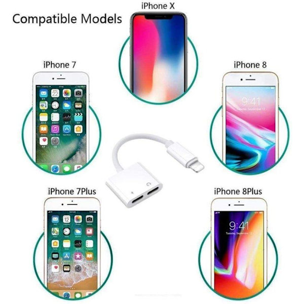 Høretelefon- og ladeadapter Lightning x 2  til Lightning