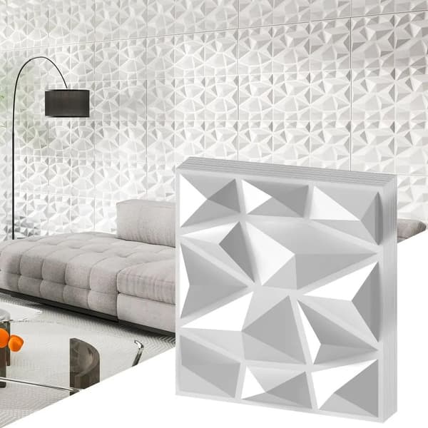3D-vægpaneler i diamantdesign - 50-pak, 4,5 m²