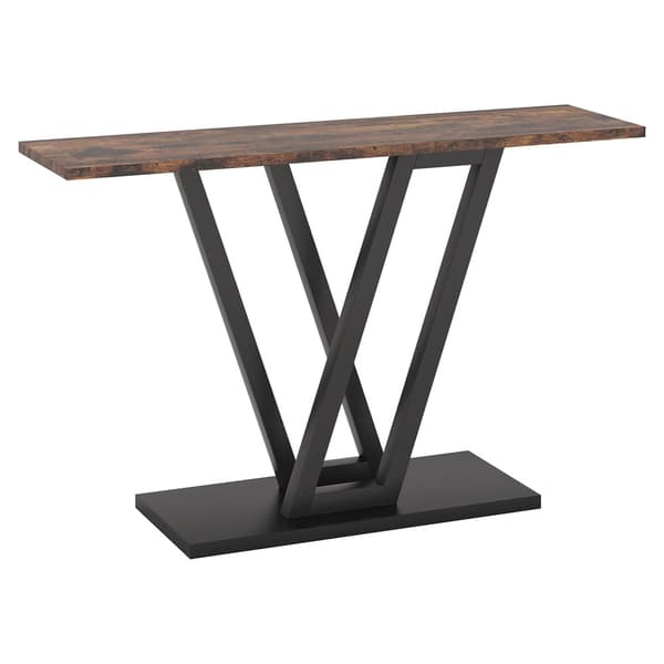 Rustiikin ruskea konsolipöytä mustalla metallirungolla 110 x 30