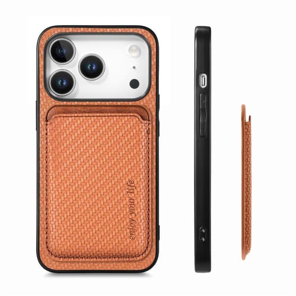 Bagcover med magnetisk kortholder til iPhone 17 Pro - Brun