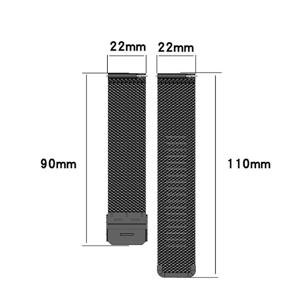 Urrem af metal 22 mm - Sort