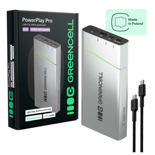 Green Cell PowerPlay Pro varavirtalähde 20 800 mAh 65 W, USB-C