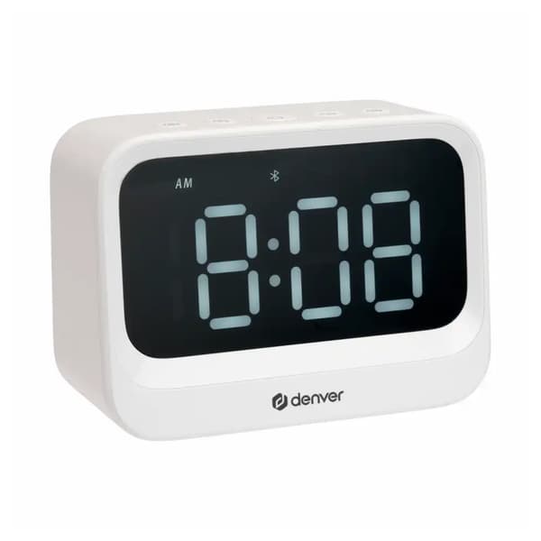 Denver EC-54W Herätyskello Bluetooth-kaiuttimella - Valkoinen /
