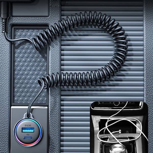 Joyroom Biloplader med USB, USB-C & USB-C kabel 1,5m 55W