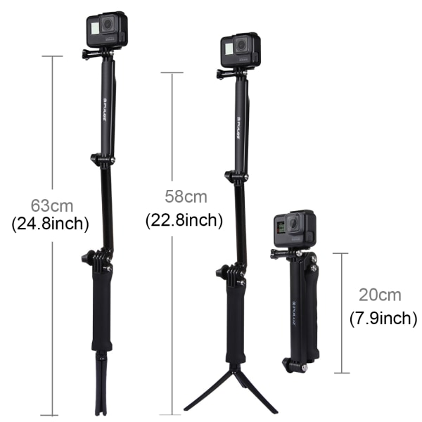 3-tie Selfie Stick GoPro HERO