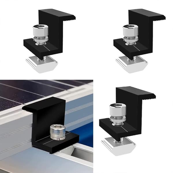 Ändklämma i aluminium – 30 mm fäste för solpaneler, 10-pack