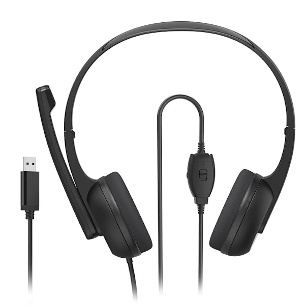 Hama HS-USB250 V2 On-Ear Kontorsheadset med  USB-kontakt - Svart