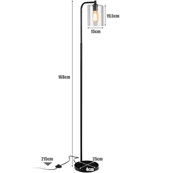 Moderne gulvlampe med fodafbryder 168 cm – Sort