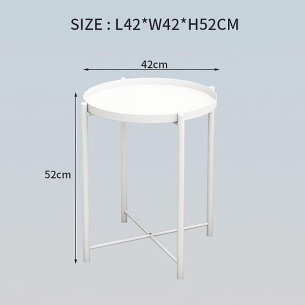 Runt sidobord i pulverlackerad metall 44cm - Vit