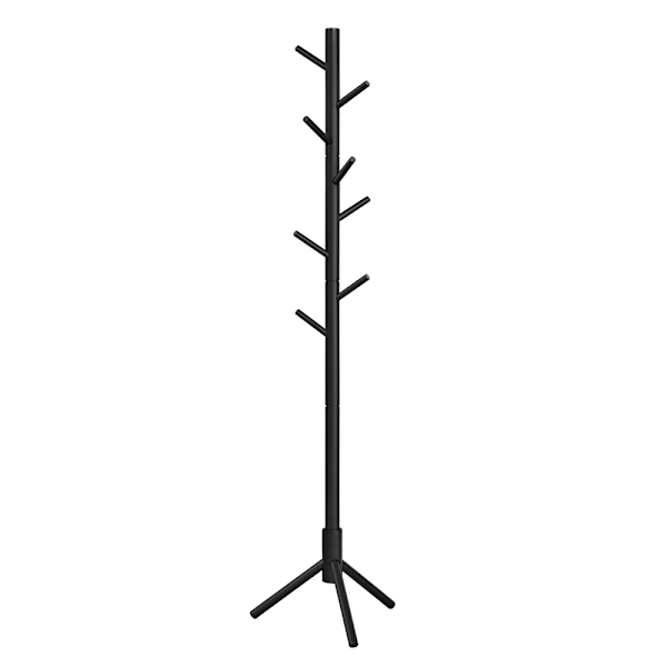 Fristående klädhängare i trä – 175 cm, svart med 8 krokar