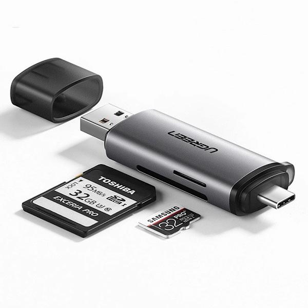 Ugreen SD-/microSD-muistikortinlukija USB 3.0:lla / USB-C 3.0:l