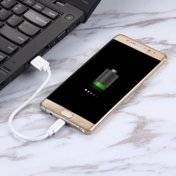 Kort USB-kabel 3.1 Typ-C  i kraftigt nylontyg
