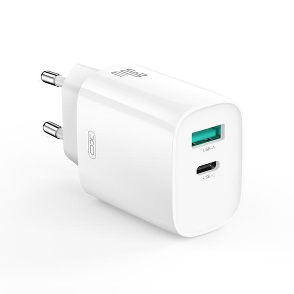 XO CE30 hurtigoplader 30W – USB-C PD / USB-vægoplader med Light
