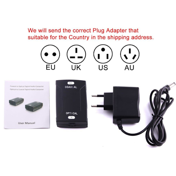 Optisk TOSLINK Adapter til Koaxial RCA