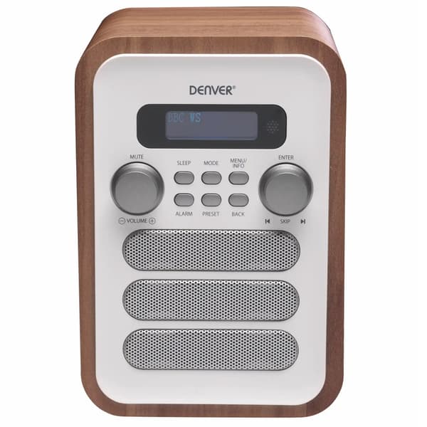 Denver DAB-48WHITE digitalradio med Bluetooth och FM - Vit/Trä