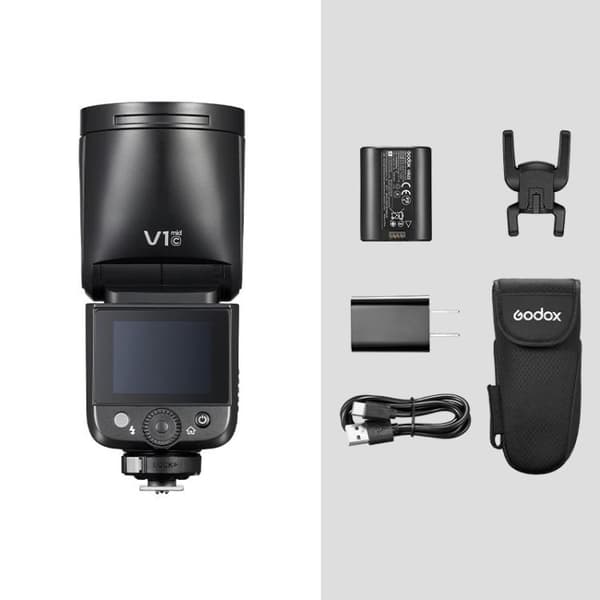 Godox V1 Mid TTL-blitz til Canon / rund kamerablitz med USB-C-o