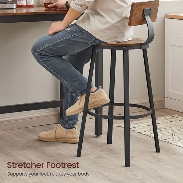 Barstolar med ryggstöd 73 cm hög sits 2-pack - Rustik Brun och