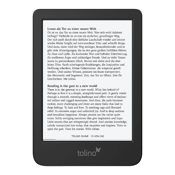 Tolino Shine 6" e-kirjan lukija - E Ink Carta -näyttö ja laaja