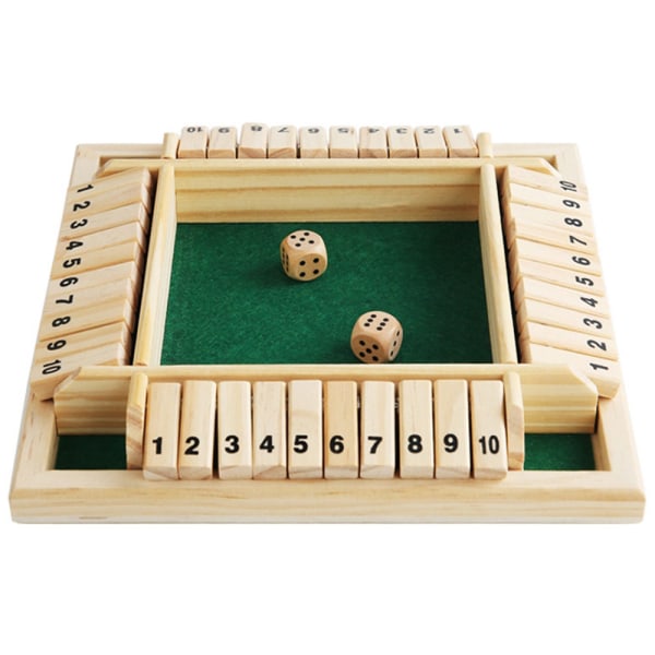 Shut The Box för 4 spelare – klassiskt tärningsspel i trä för h