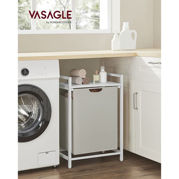 Tvättkorg med utdragbar korg - Vit/Beige