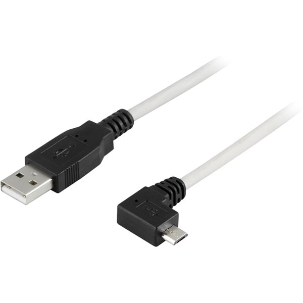 USB 2.0-kabel A-han til vinklet Micro-USB B-han, 2 meter