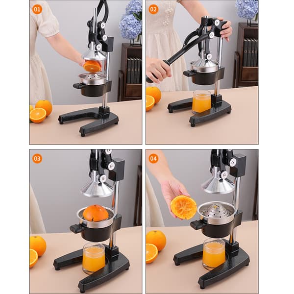 Manuell citruspress svart / juicepress med hävarm / robust fruk
