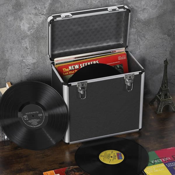 Hård vinyltaske med lås - Svart / LP-taske / vinylopbevaring /