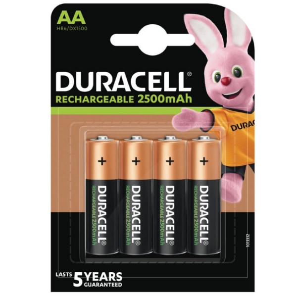 Opladelige Duracell AA batterier 2500mAH