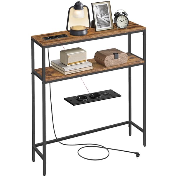 Konsolipöytä 20×80×80 cm / kapea sivupöytä pistorasioilla, USB-