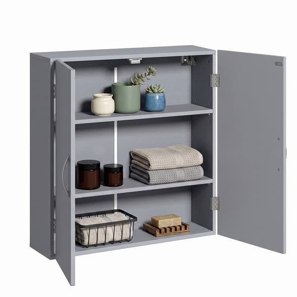 Vægskab med 2 døre, 60 x 18 x 60 cm – Grå/Hvid / Badeværelsessk
