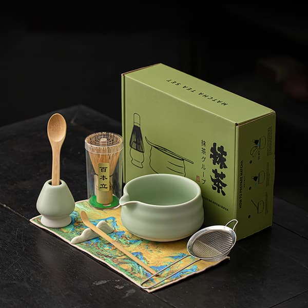 Matcha Tea Set / Unpatterned Ru Yao matchaset med 8 delar / mat