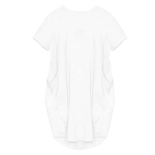 Midikjole med lommer i polyester Large - Hvid