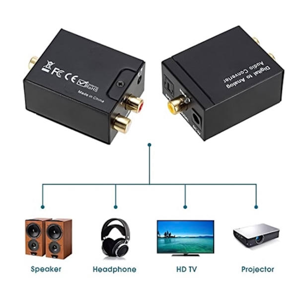 Optisk Toslink-adapter til analog RCA