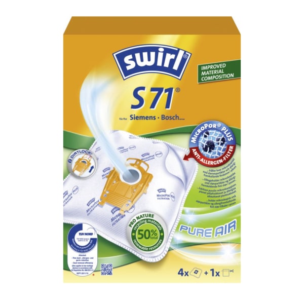 Swirl S71 Dammsugarpåse 4-pack + filter 6765965