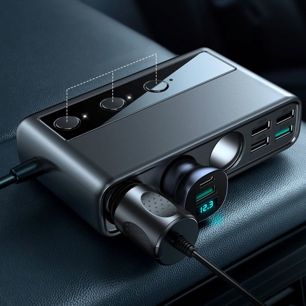 Joyroom 9i1 Laptopladdare till bilen 154W - 5x USB, 1x USB-C, 3