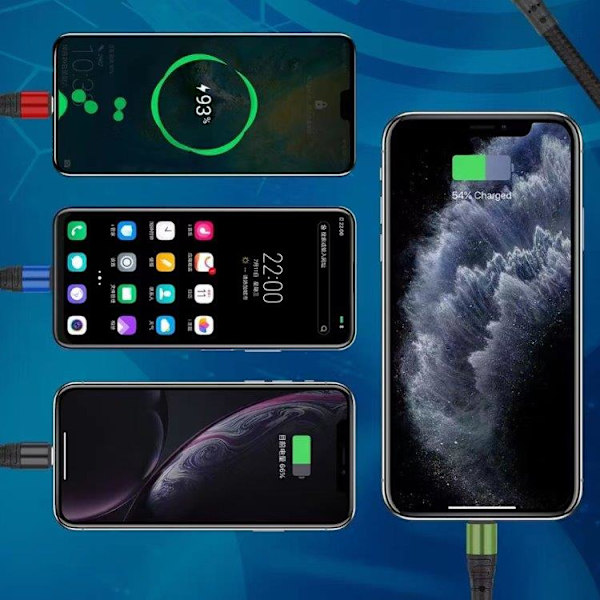 4in1 USB-opladerkabel med Micro-USB, USB-C og Lightning x2