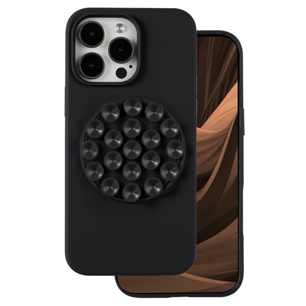 Stöttåligt iPhone 15 Pro bakskal med sugpropp / Silicone Stick
