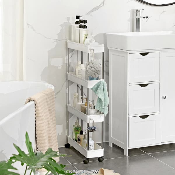 Smal Rullvagn med 4 hyllplan - Vit
