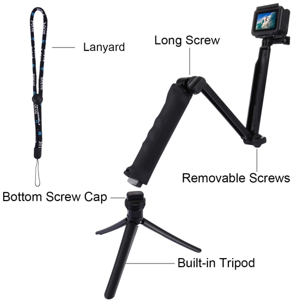 3-tie Selfie Stick GoPro HERO