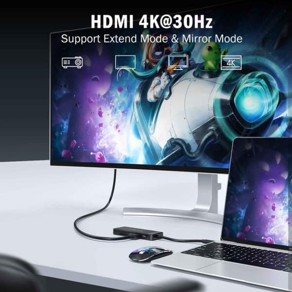 Lemorele Dockningsstation TC92 9-i-1 med HDMI 4K, Ethernet och