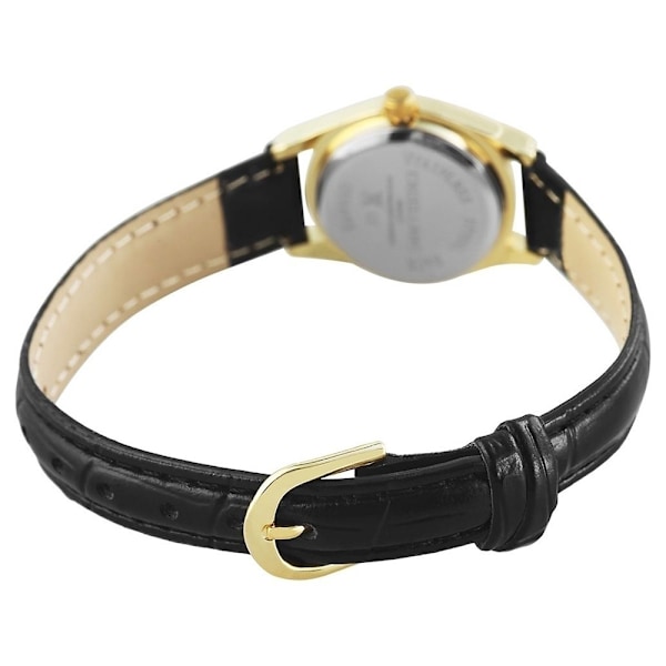 Excellanc damklocka med armband i konstläder – svart/guld med k